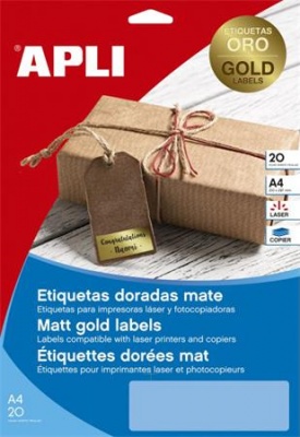 Etikett, lézernyomtatókhoz és fénymásológépekhez, 45,7x21,2 mm, APLI,  matt, arany színű, 960 etikett/csomag