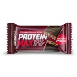 Fehérjeszelet, gluténmentes, 45g, BIOTECH USA "Protein Max", eper
